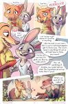  &lt;3 absurd_res amadose anthro bodily_fluids brown_eyes canid canine clothing comic cuckold disney english_text facial_piercing female fox fur green_eyes grey_body grey_fur group hi_res judy_hopps lagomorph leporid male mammal necktie nick_wilde nose_piercing nose_ring piercing purple_eyes rabbit red_body red_fur shirt sweat text topwear zootopia 