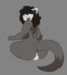  [josel] anthro anus arm_tuft backsack balls big_butt butt elbow_tufts eyewear fisher_(animal) fur genitals glasses hair hi_res looking_at_viewer male mammal mustelid musteline rear_view shoulder_tuft sitting smiling_at_viewer solo thick_thighs tuft 