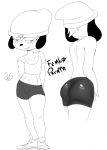  2020 anthro blush bulge butt canid canine canis clothed clothing domestic_dog ear_piercing english_text girly gomegaro hair hat headgear headwear hi_res looking_at_viewer male mammal monochrome narrowed_eyes parappa parappa_the_rapper piercing simple_background smile solo sony_corporation sony_interactive_entertainment standing teeth text video_games white_background wide_hips 