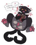  &lt;3 &lt;3_eyes 2020 2_tails 4_toes absurd_res anthro anus black_body black_fur breasts catnip domestic_cat felid feline felis female fur genitals hi_res mammal multi_tail nipples nude pawpads pussy red_eyes simple_background sneel solo toes white_background 