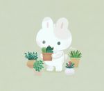  ayu_(mog) bunny flower grey_background no_humans original plant potted_plant red_flower signature simple_background solo 