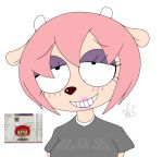  2020 anthro big_breasts blush bovid breasts caprine clothed clothing female fur gomegaro hair hi_res horn lammy_lamb looking_up mammal narrowed_eyes parappa_the_rapper red_hair sheep simple_background smile solo sony_corporation sony_interactive_entertainment teeth um_jammer_lammy video_games white_background 