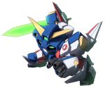  chibi energy_sword from_above holding holding_sword holding_weapon looking_ahead mecha mototaro no_humans open_hand solo srx super_robot super_robot_wars super_robot_wars_original_generation sword weapon white_background 