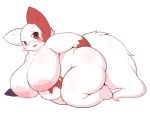  anthro belly big_breasts blush breasts eyewear female fluffy fluffy_tail fur glasses hi_res huge_breasts looking_at_viewer nintendo nipples nude open_mouth overweight overweight_anthro overweight_female pok&eacute;mon pok&eacute;mon_(species) pok&eacute;morph radiowave red_body red_eyes red_fur simple_background smile solo video_games white_background white_body white_fur white_tail zangoose 