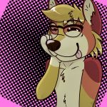  1:1 brown_body brown_fur canid canine canis cute_style domestic_dog eyes_closed eyewear fur glasses icon mammal nicohhusky nicothepinkhusky shiba_inu simple_background spitz tongue tongue_out 