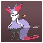  ambiguous_gender anthro black_body black_fur border braixen cheek_tuft ear_tuft eyelashes facial_tuft fingers flower fur half-closed_eyes hi_res karolinanoumenon long_tail multicolored_body multicolored_fur narrowed_eyes nintendo plant pok&eacute;mon pok&eacute;mon_(species) purple_body purple_fur red_body red_fur red_nose shiny_pok&eacute;mon shoulder_tuft signature stick toes tuft video_games white_body white_border white_fur 