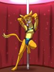  3:4 anthro clothed clothing fuze hands_behind_head harness hi_res jockstrap lombax looking_at_viewer male mammal navel pole ratchet ratchet_and_clank seductive solo sony_corporation sony_interactive_entertainment strip_club stripper_pole underwear underwear_only video_games 