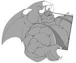  anthro biceps claws clothing dragaux dragon flammars hi_res horn male monochrome muscular muscular_anthro muscular_male nintendo pecs ring_fit_adventure shirt solo tank_top topwear video_games wings yongdasom 