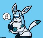  anthro big_breasts breast_grab breast_squish breasts bulge eeveelution glaceon gynomorph hand_on_breast hi_res huge_breasts intersex nintendo pok&eacute;mon pok&eacute;mon_(species) short_stack slightly_chubby solo squish teabunni thick_thighs video_games 