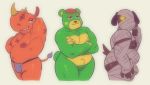  animal_crossing anthro bulge charlise_(animal_crossing) clothing female group hi_res lavabath lucky_(animal_crossing) male monster nintendo nipples nude overweight overweight_male pubes spike_(animal_crossing) thong underwear video_games 