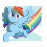  1:1 2019 blush cloud day equid equine feathered_wings feathers female feral friendship_is_magic hasbro hi_res mammal my_little_pony pegasus purple_eyes rainbow rainbow_dash_(mlp) signature solo takatmadisney wings 