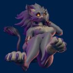  1:1 anthro belladonna_(trials_of_mana) breasts butt catsockjus crossed_legs ear_piercing felid female floating genitals glistening glistening_eyes hi_res jewelry looking_at_viewer mammal nails necklace nipples nude orange_eyes paws piercing purple_body pussy solo solo_focus trials_of_mana 