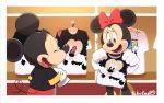  &lt;3 2020 accessory anthro black_nose clothing disney duo eyes_closed female footwear gloves hair_accessory hair_bow hair_ribbon handwear hi_res male mammal mickey_mouse minnie_mouse mouse murid murine open_mouth open_smile ribbons rodent shirt signature smile takatmadisney tongue topwear 