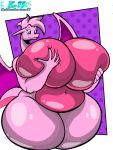  3:4 absurd_res anthro big_breasts blue_eyes breasts charizard female hi_res holding_breast huge_breasts hyper hyper_breasts kaithunderstone75 molly_lenhart navel nintendo nude pink_body pok&eacute;mon pok&eacute;mon_(species) slightly_chubby solo thick_thighs video_games 