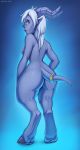  blizzard_entertainment blue_body blue_skin breasts draenei female hair hi_res hooves horn humanoid humanoid_pointy_ears nude side_boob solo tail_ring video_games warcraft white_hair zazush-una 