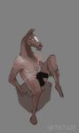  2020 7b7a2f anthro box censor_bar censored digital_drawing_(artwork) digital_media_(artwork) equid equine hi_res holding_leg horse looking_aside male mammal nude raised_leg signature simple_background sitting sketch solo 