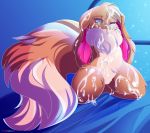  &lt;3 &lt;3_eyes anthro bangs bed bodily_fluids canid canine cum cum_everywhere cum_on_chest cum_on_face cum_on_leg cum_on_stomach eevee female fluffy fluffy_ears fluffy_tail fox furniture genital_fluids genitals girly hybrid inside kazzypoof_(character) kneeling konoeikreations lagomorph leporid long_ears long_tail mammal messy neck_tuft nintendo one_eye_closed pok&eacute;mon pok&eacute;mon_(species) pussy rabbit seductive solo tuft video_games wide_hips wink 