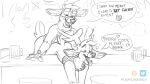 &lt;3 age_difference alcohol anal anthro arthur_(furfragged) bar beer beverage bottomless bottomless_male clothed clothing deer dialogue duo english_text eyewear from_behind_position furfragged glasses half-closed_eyes hi_res looking_pleasured male male/male mammal narrowed_eyes older_male open_mouth raised_tail sex sino_(furfragged) sketch tail text