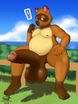5_toes animal_crossing anthro balls barefoot belly big_balls big_belly big_penis bodily_fluids canid canine digital_media_(artwork) exclamation_point feet fur genital_fluids genitals hi_res huge_balls huge_penis humanoid_feet humanoid_genitalia humanoid_hands humanoid_penis hyper hyper_balls hyper_genitalia hyper_penis male mammal moobs nails nintendo nipples nude obese obese_anthro obese_male overweight overweight_anthro overweight_male penis plantigrade precum raccoon_dog sitting slightly_chubby slightly_chubby_anthro slightly_chubby_male solo tanuki timidwithapen toes tom_nook_(animal_crossing) vein veiny_penis