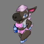1:1 2023 animal_crossing anthro big_breasts biped blue_eyes blue_hooves bottle bottomwear breasts brown_body brown_fur cleavage clothed clothing container crop_top ear_piercing ear_ring equid equine eyelashes facial_markings female fur grey_background hair hand_on_hip head_markings hi_res holding_object hooves horse looking_at_viewer mammal markings midriff navel nintendo piercing pink_bottomwear pink_clothing pink_hair pink_inner_ear pink_shorts reneigh_(animal_crossing) ring_piercing shirt shorts simple_background snout solo spagootis_pootis tail topwear towel towel_on_shoulder water_bottle