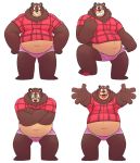  2020 anthro belly blush brown_body brown_fur cade_(the_human_heart) clothing fur hi_res leonthelionel male mammal overweight overweight_anthro overweight_male shirt simple_background solo the_human_heart_(game) topwear underwear ursid video_games visual_novel white_background 