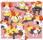 2024 4_fingers absurd_res anthro biped black_eyelashes black_mouth blonde_hair border braixen braixen_(kabula) canid canine digital_drawing_(artwork) digital_media_(artwork) emanata eyelashes female fingers fox full-length_portrait fur generation_6_pokemon hair hi_res inner_ear_fluff kabula_(artist) looking_at_viewer mammal multiple_images nintendo pink_background pink_tongue pokemon pokemon_(species) portrait red_inner_ear_fluff simple_background smile solo stick_in_tail tail teeth text tongue toony tuft white_body white_border white_tuft yellow_body yellow_fur