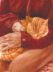  1other animal artworksmil cat faceless holding holding_animal original signature sitting sleeping sole_focus 
