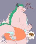  anthro anus atticus balls butt clothing dragon genitals hi_res male overweight overweight_anthro overweight_male slightly_chubby solo torn_clothing treebarkdragon underwear 