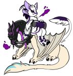 3_toes avali dragon duo feathered_wings feathers feet fur latex membrane_(anatomy) membranous_wings pheromones purple_eyes symrea toes transformation white_body wings wyvern