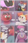 after_transformation anthro big_breasts black_body black_fur blush braixen breasts carrying_another carrying_partner clothed clothing colored comic decourem dialogue english_text eyewear falling female fur gender_transformation generation_6_pokemon generation_7_pokemon glasses group hair hi_res hoopa incineroar kissing leaving legendary_pokemon looking_up love love_at_first_sight male mtf_transformation nintendo nipples nude open_mouth orange_body orange_fur pokemon pokemon_(species) portal purple_body purple_hair red_body red_fur size_difference smaller_female species_transformation speech_bubble text thick_thighs transformation trio white_body white_fur yellow_body yellow_fur