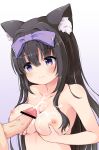  2020 animal_humanoid arashio_(azur_lane) azur_lane black_hair blush bodily_fluids breasts cat_humanoid censored cum cum_on_breasts cumshot duo ejaculation faceless_male felid felid_humanoid feline feline_humanoid female female_focus genital_fluids genitals hair hi_res holding_breast humanoid humanoid_genitalia humanoid_penis male male/female mammal mammal_humanoid nekonorin nipples penis purple_eyes solo_focus 