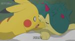 2023 after_transformation ambiguous_gender anthro ash_ketchum bed black_nose cheek_spots duo english_text eyes_closed furniture generation_1_pokemon generation_2_pokemon head_tuft hi_res lying lying_on_bed male_(lore) nintendo on_bed on_front on_model open_mouth paws pikachu pokemon pokemon_(species) poking_cheek pupils quilava simple_background style_emulation subtitled text tongue transformation tuft watermark white_pupils worried worried_look yellow_body zatedraw