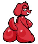 2023 anthro anus big_butt butt canid canine canis clifford_(red_dog) clifford_the_big_red_dog collar collar_only digital_drawing_(artwork) digital_media_(artwork) domestic_dog female hi_res lewdewott looking_at_viewer mammal narrowed_eyes nude open_mouth raised_tail red_body sitting solo tail thick_thighs