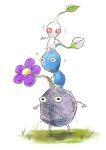  black_eyes black_skin blue_pikmin blue_skin bud clenched_hands colored_skin commentary_request flower grass human_tower leaf motion_lines no_humans no_mouth pikmin_(creature) pikmin_(series) purple_flower red_eyes rock rock_pikmin simple_background solid_circle_eyes stacking standing_on_another&#039;s_head trembling triangle_mouth white_background white_pikmin white_skin yamato_koara 