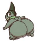 ambiguous_gender anthro axew big_butt butt dragon generation_5_pokemon huge_butt looking_at_viewer looking_back nintendo pokemon pokemon_(species) rear_view short_stack small_tail solo tail thick_thighs thickglacier walking