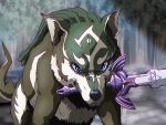 2021 blue_eyes canid canine canis dark_souls feral fromsoftware fur great_grey_wolf_sif hi_res holding_object holding_sword holding_weapon inner_ear_fluff link_(wolf_form) looking_at_viewer male mammal markings master_sword melee_weapon nintendo parody signature solo sword the_legend_of_zelda theryanarchy tuft twilight_princess weapon wolf
