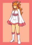 absolute_territory anthro asian_clothing athletic athletic_anthro athletic_female big_breasts boots breasts canid canine ceroba_(undertale_yellow) clothing digital_media_(artwork) east_asian_clothing female footwear fox hair hi_res japanese_clothing kimono long_hair long_sleeves mammal pixel_(artwork) red_hair solo the_imperial_knight