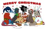 &lt;3 bear bell bovid brown_body brown_fur caprine christmas christmas_clothing christmas_headwear christmas_sweater christmas_topwear clothing cozy_glow_(mlp) discord_(mlp) equid equine fan_character fangs female friendship_is_magic fur goat green_eyes green_sclera grey_body grey_fur grogar_(mlp) hasbro hat headgear headwear hi_res holidays king_sombra_(mlp) long_tail male mammal mask my_little_pony parch_well_(oc) pegasus pink_body pink_fur pinkie_pie_(mlp) queen_chrysalis_(mlp) red_(redxbacon) red_eyes redxbacon santa_hat scarf short snow_globe sweater tail teeth topwear toy wings