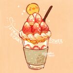  animal-themed_food artist_name bird chick commentary cup disposable_cup english_commentary english_text food food_focus fruit ice_cream_cone milkshake nao_(bestrollever) no_humans orange_background original simple_background sparkle spoon strawberry strawberry_slice waffle_cone whipped_cream 