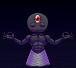  3_eyes clothed clothing dark_skin eyes_closed fan_character grey_body grey_skin humanoid male multi_eye muscular muscular_humanoid muscular_male red_eyes sea shirtbusters simple_background solo topless water 