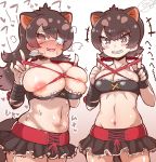  +++ /\/\/\ 2girls @_@ alternate_breast_size animal_ears areolae asymmetrical_arms australian_devil_(kemono_friends) bandaged_arm bandages bangs bare_arms bare_shoulders belly blush breasts breath bright_pupils brown_eyes brown_hair cleavage collarbone cowboy_shot deep_skin extra_ears eyebrows_visible_through_hair eyepatch fang fangs fingerless_gloves frills furrowed_eyebrows gloves grin halterneck heart highres index_finger_raised kemono_friends large_breasts light_brown_hair long_hair looking_at_viewer medical_eyepatch microskirt midriff multicolored_hair multiple_girls navel nose_blush one_eye_covered open_mouth parted_bangs pinky_out pulled_by_self shiny shiny_skin short_hair single_glove skirt smile sound_effects stomach strap_pull sweat tail tanaka_kusao tasmanian_devil_(kemono_friends) tasmanian_devil_ears tasmanian_devil_tail textless two-tone_hair undersized_clothes white_pupils 