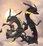  alternate_color black_sclera claws cloud colored_sclera commentary_request day dragon eastern_dragon fang highres mega_rayquaza open_mouth outdoors pokemon rayquaza shiny_pokemon sky sun torikku_(hisuian_zorua) yellow_eyes 