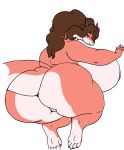  2019 5_fingers 5_toes anthro areola big_breasts big_butt breasts brown_hair butt curvy_figure dragon female fingers hair horn huge_breasts huge_butt long_hair looking_at_viewer miss_l nude obese obese_anthro obese_female overweight overweight_anthro overweight_female rear_view red_eyes simple_background solo thick_thighs toes vdisco voluptuous white_background wide_hips 