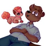  1:1 anonymous_artist anthro beaver cipher_the_beaver clothed clothing duo eyewear female feral fur hair low_res male mammal nintendo open_mouth pok&eacute;mon pok&eacute;mon_(species) rodent simple_background teeth thumbnail video_games vulpix 