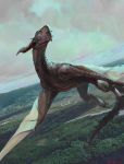  cloud cloudy_sky commentary_request day dragon fantasy forest landscape miso_katsu nature no_humans original outdoors scenery sky wyvern 