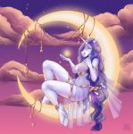  2020 anthro detailed_background digital_media_(artwork) equid equine female hair horn mammal night outside purple_hair sky solo star starry_sky unicorn vashaa 