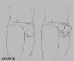  anthro bulge chunie clothing low_res male monochrome navel sketch solo underwear unknown_species 