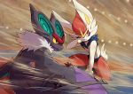  2others blurry blurry_background cinderace closed_mouth commentary_request crowd dust full_body fur_trim gen_6_pokemon gen_8_pokemon hand_on_own_cheek lights looking_to_the_side multiple_others no_humans noivern peron_(niki2ki884) pokemon pokemon_(creature) pokemon_(game) pokemon_swsh red_eyes shadow signature slit_pupils squatting tail wings yellow_eyes yellow_sclera 