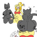 angry animal_crossing anthro big_breasts big_butt big_penis breasts butt canid canine canis domestic_dog duo erection female from_behind_position genitals gynomorph hi_res intersex intersex/female isabelle_(animal_crossing) lot_par mammal nintendo penis sex