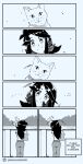 absurd_res ambiguous_gender biped black_hair bottomwear clothed clothing comic domestic_cat duo english_text eyebrows felid feline felis female feral hair hi_res human mammal monochrome orlek pants quadruped smile tail text